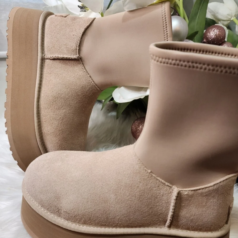 Ugg Classic Dipper Platform Boots 45 Sand Beige New